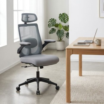 Καρέκλα γραφείου διευθυντική Art Maison Jozu με ύφασμα Mesh χρώμα γκρι 63,5x62x117/127εκ.