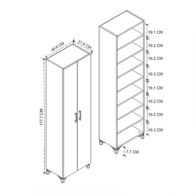 Ντουλάπα Παπουτσοθήκη Art Maison ΛΕΒΙΘΑ - Charcoal (49x32x178εκ.)