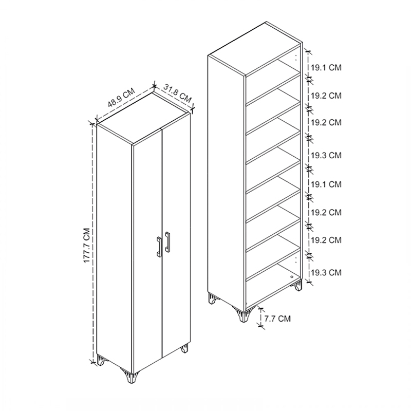 Ντουλάπα Παπουτσοθήκη Art Maison ΛΕΒΙΘΑ - Charcoal (49x32x178εκ.)