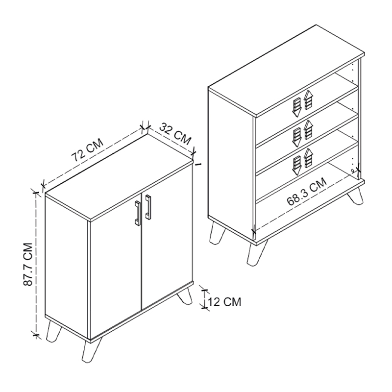Ντουλάπι Παπουτσοθήκη Art Maison ΛΕΒΙΘΑ - White (72x32,5x88εκ.)