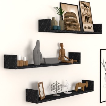 Ραφιέρα τοίχου 3 τεμαχίων Art Maison Δρόγκος - Black (90x15x12εκ.)