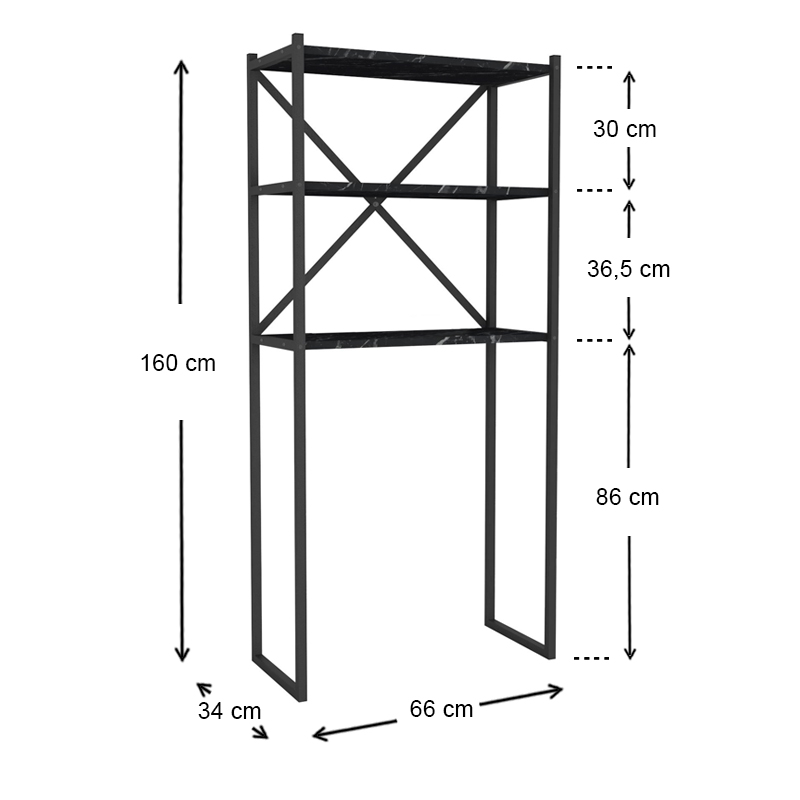 Έπιπλο πλυντηρίου Art Maison Αξίνη - Black (66x34x160εκ.)