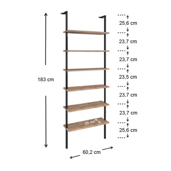 Βιβλιοθήκη τοίχου Art Maison - Θυμαινονήσι Black Walnut (60x20x183εκ.)