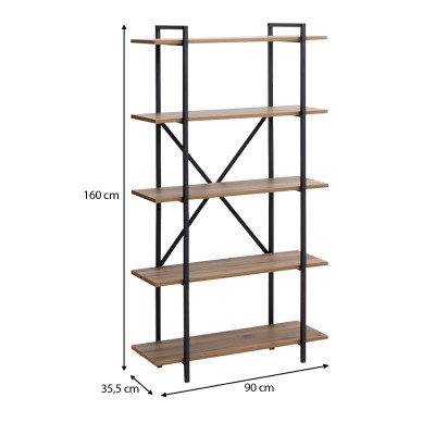 Βιβλιοθήκη Art Maison Πάμφυλλο - Black Walnut (90x35,5x160εκ.)