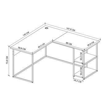 ΓΡΑΦΕΙΟ ΕΡΓΑΣΙΑΣ ART MAISON DNIPRO - WALNUT (147,8x140x73,8εκ.)