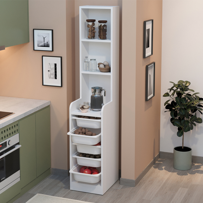 Έπιπλο κουζίνας - μπάνιου Art Maison Anjo με 5 συρτάρια χρώμα λευκό 34,6x44,3x178εκ.