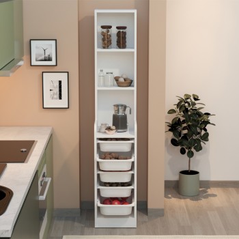 Έπιπλο κουζίνας - μπάνιου Art Maison Anjo με 5 συρτάρια χρώμα λευκό 34,6x44,3x178εκ.