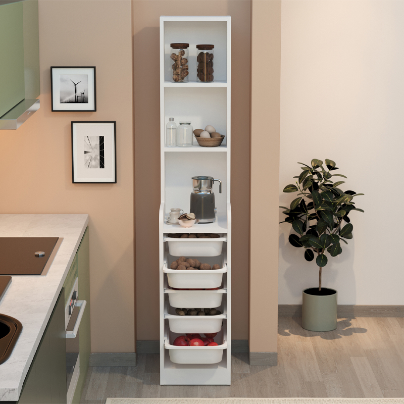 Έπιπλο κουζίνας - μπάνιου Art Maison Anjo με 5 συρτάρια χρώμα λευκό 34,6x44,3x178εκ.