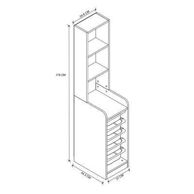 Έπιπλο κουζίνας - μπάνιου Art Maison Anjo με 5 συρτάρια χρώμα λευκό 34,6x44,3x178εκ.