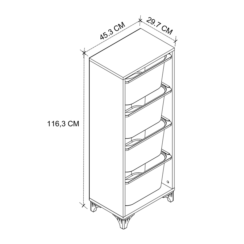 Συρταριέρα κουζίνας - μπάνιου Art Maison Aramaki με 4 συρτάρια χρώμα λευκό 45,3x29,7x116,3εκ.