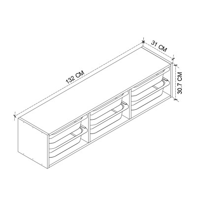Συρταριέρα επιτοίχια Art Maison Arlong με 6 συρτάρια χρώμα sapphire oak 132x31x30,7εκ.