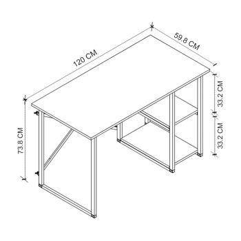 Γραφείο εργασίας Art Maison Kouta χρώμα rustic καρυδί 120x59,8x73,8εκ.