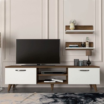 Έπιπλο τηλεόρασης Art Maison Μακάρες - Walnut White (150x30x40,6εκ.)