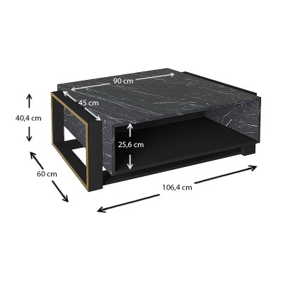 Τραπεζάκι Σαλονιού Art Maison Βραχάσι - Black (107x60x40εκ.)