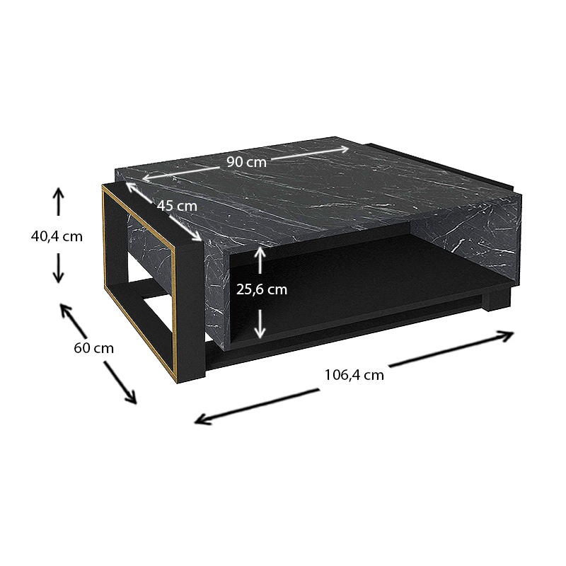 Τραπεζάκι Σαλονιού Art Maison Βραχάσι - Black (107x60x40εκ.)