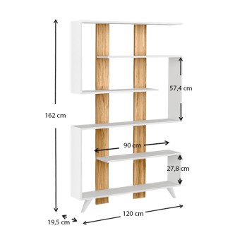 Βιβλιοθήκη Art Maison Διαπόρτι - White Walnut (120x19,5x162εκ.)