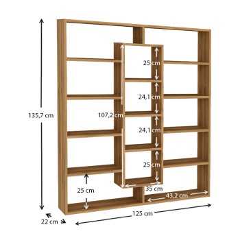 Βιβλιοθήκη Art Maison Μερσίνια - Walnut (125x22x135,7εκ.)
