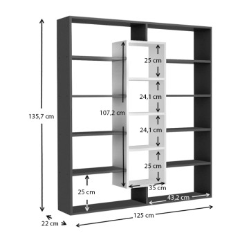 Βιβλιοθήκη Art Maison Μερσίνια - Black White (125x22x135,7εκ.)