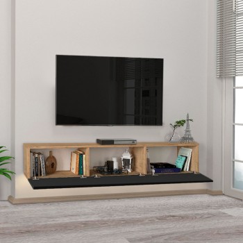 ΕΠΙΠΛΟ ΤΗΛΕΟΡΑΣΗΣ ΕΠΙΤΟΙΧΙΟ ART MAISON MSIDA -  WALNUT BLACK (180x29,5x29,5εκ.)