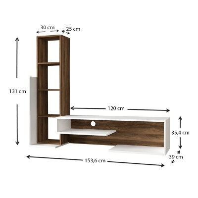Σύνθεση τηλεόρασης Art Maison Διαφάνιο - White Walnut (153,6x39x131εκ.)