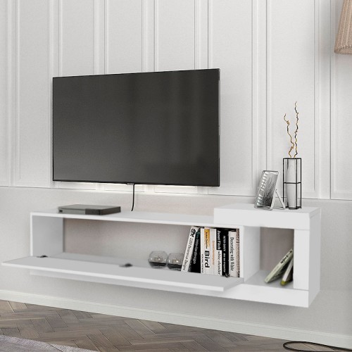 Έπιπλο τηλεόρασης επιτοίχιο Art Maison ΣΑΡΙΑ -  White (150x29,6x38,6εκ.)