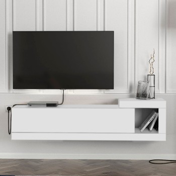 Έπιπλο τηλεόρασης επιτοίχιο Art Maison ΣΑΡΙΑ -  White (150x29,6x38,6εκ.)