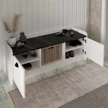 Παπουτσοθήκη Art Maison ΛΙΝΔΟΣ - Black Marble (120x40x45εκ.)