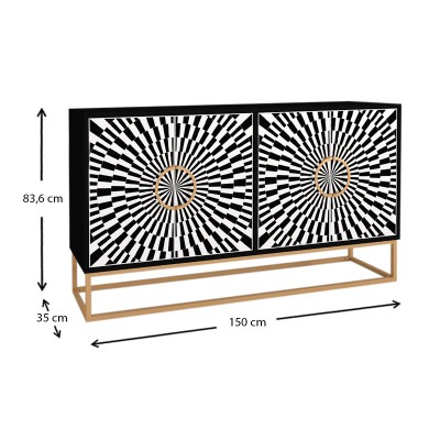 Μπουφές Art Maison Βέλβινα - Black White (150x35x83,6εκ.)