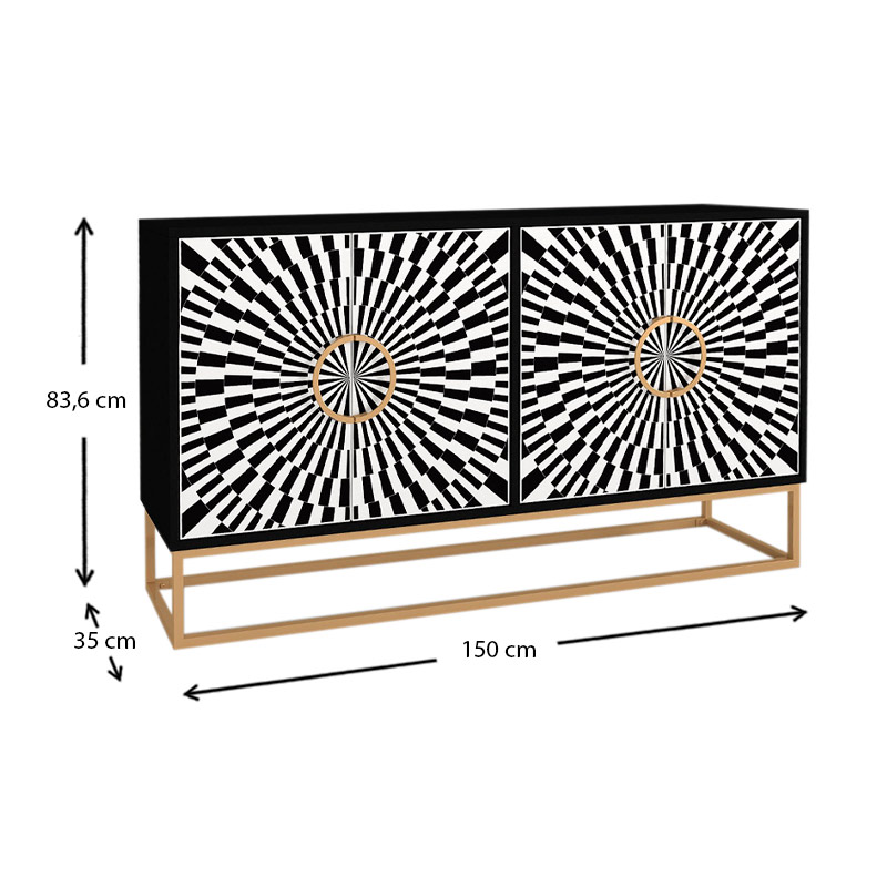 Μπουφές Art Maison Βέλβινα - Black White (150x35x83,6εκ.)