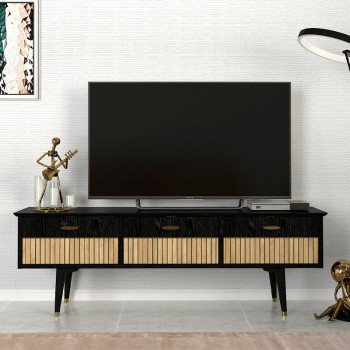 Έπιπλο τηλεόρασης Art Maison Ιόνιο - Black Natural (150x35x49,7εκ.)