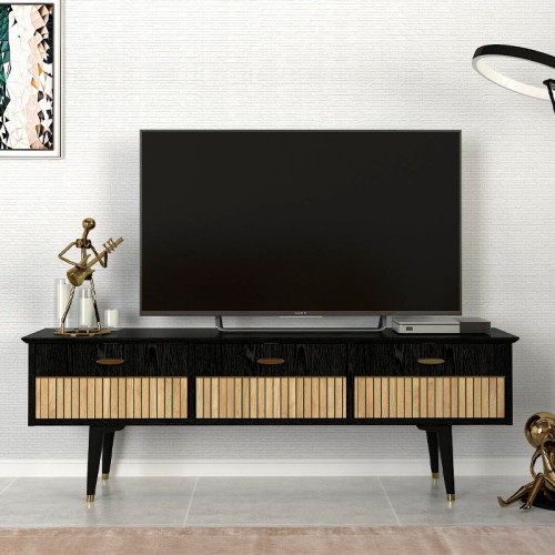 Έπιπλο τηλεόρασης Art Maison Ιόνιο - Black Natural (150x35x49,7εκ.)