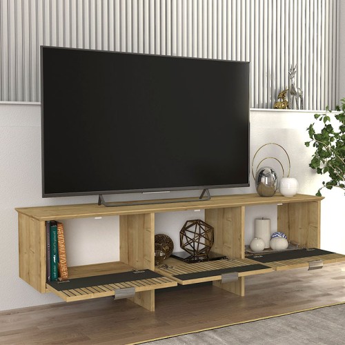 Έπιπλο τηλεόρασης Art Maison Ιόνιο - Natural Charcoal (150x35x45,3εκ.)