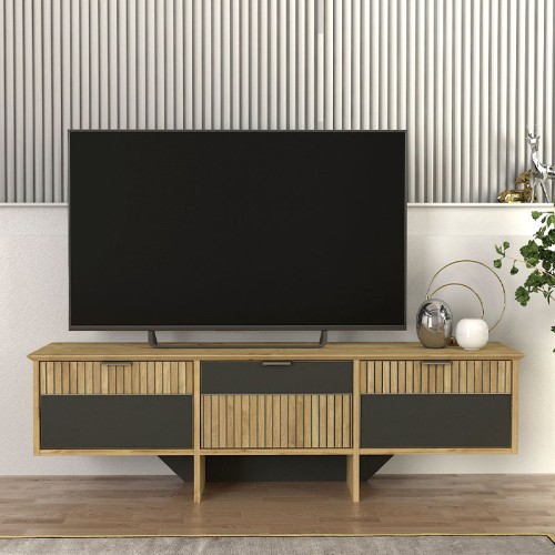 Έπιπλο τηλεόρασης Art Maison Ιόνιο - Natural Charcoal (150x35x45,3εκ.)
