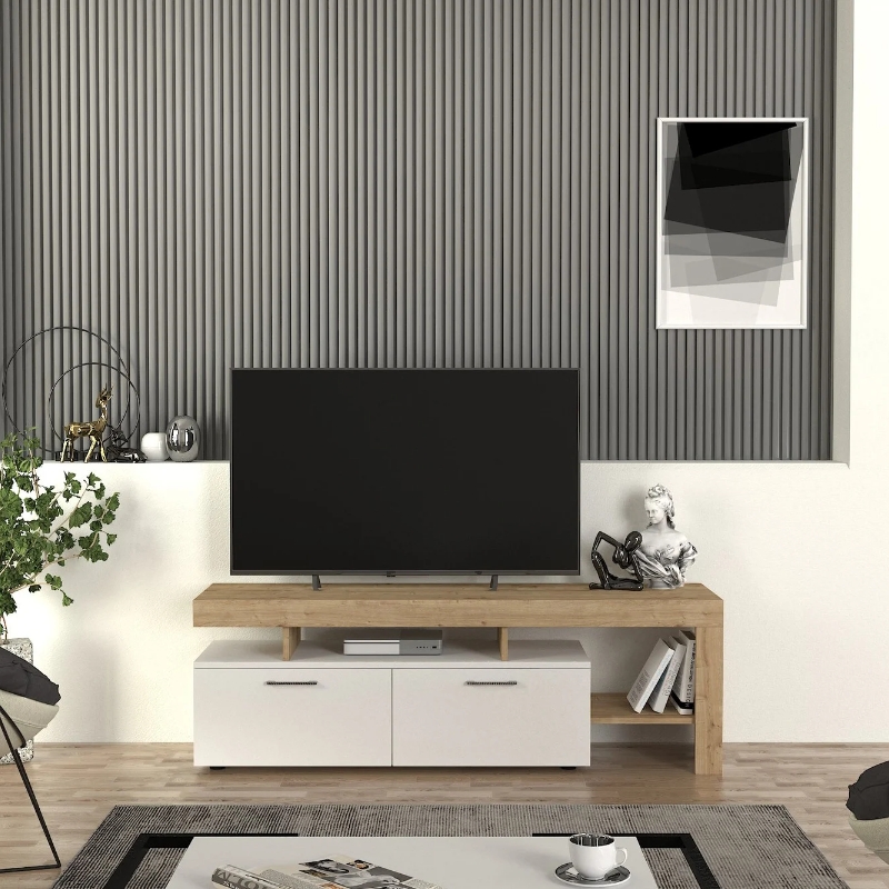 Έπιπλο τηλεόρασης Art Maison Dubli - White - Sapphire oak (160x40x53εκ.)