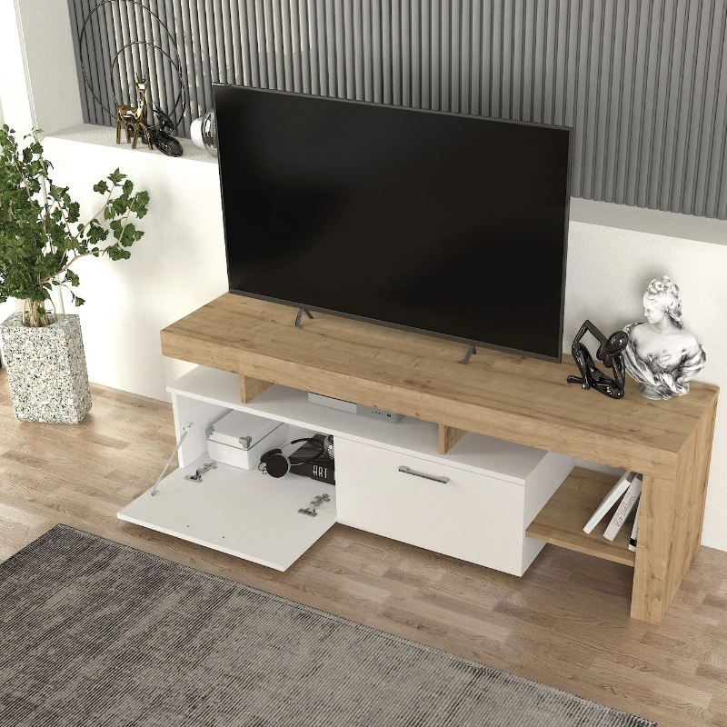 Έπιπλο τηλεόρασης Art Maison Dubli - White - Sapphire oak (160x40x53εκ.)