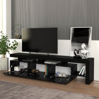 Έπιπλο τηλεόρασης Art Maison Αμοργός - Black Marble (220x40x52εκ.)