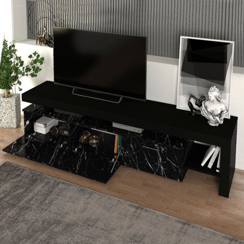 Έπιπλο τηλεόρασης Art Maison Αμοργός - Black Marble (220x40x52εκ.)