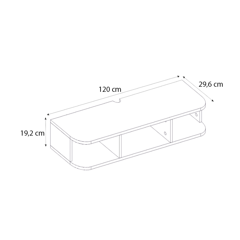 Έπιπλο τηλεόρασης επιτοίχιο Art Maison Axew με LED χρώμα λευκό 120x29,6x19,2εκ.