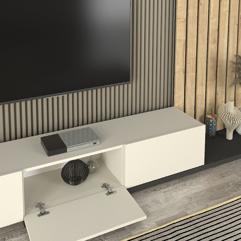 Σύνθεση τηλεόρασης Art Maison Azelf χρώμα ivory - sapphire oak - ανθρακί 260x39,4x203,6εκ.