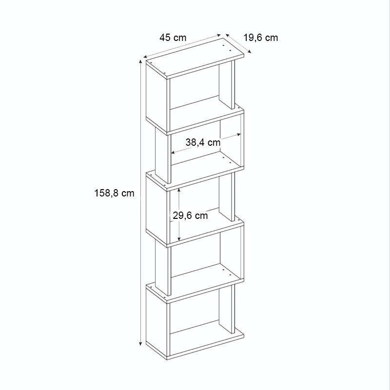 Βιβλιοθήκη Art Maison Morgrem χρώμα μαύρο 45x19,6x158,8εκ. Βιβλιοθήκη Art Maison Morgrem χρώμα μαύρο 45x19,6x158,8εκ.