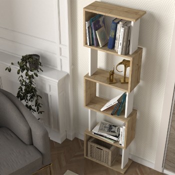 Βιβλιοθήκη Art Maison Morgrem χρώμα sapphire oak - λευκό 45x19,6x158,8εκ.