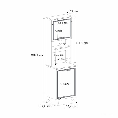 Έπιπλο κουζίνας Art Maison Salandit χρώμα λευκό - rota oak 53,4x39,6x196,1εκ.