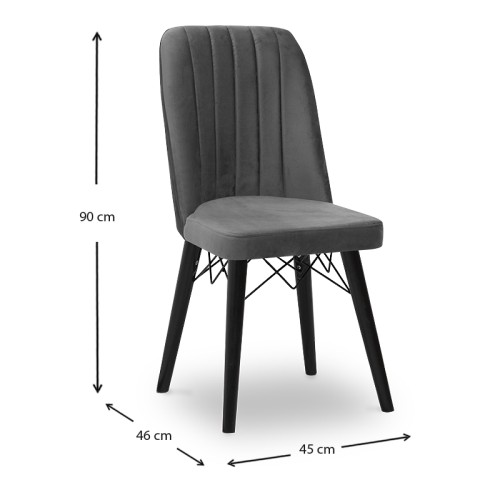 Καρέκλα τραπεζαρίας Art Maison Πλατειά - Gray Black (45x46x90εκ.)