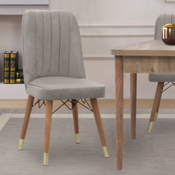 Καρέκλα τραπεζαρίας Art Maison Πλατειά - Beige Walnut (45x46x90εκ.)
