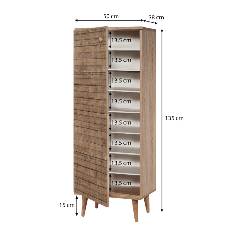 Παπουτσοθήκη Art Maison Παραπόλα - Sonoma (50x38x135εκ.)