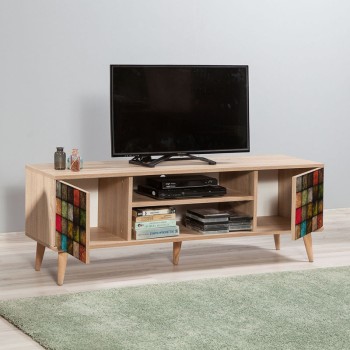 Έπιπλο τηλεόρασης Art Maison Παραπόλα - Sonoma Multicolor (140x40x50εκ.)