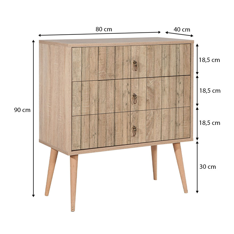 Συρταριέρα Art Maison Παραπόλα - Sonoma (80x40x90εκ)