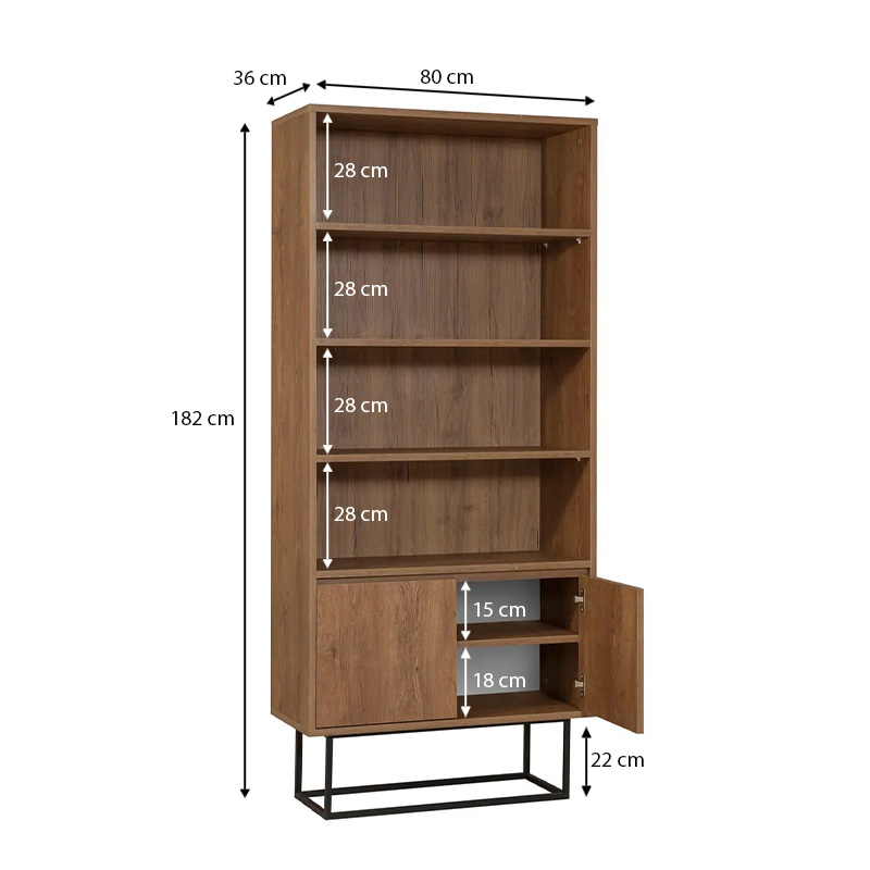 Βιβλιοθήκη Art Maison Γιανυσάδα - Walnut (80x36x182εκ.) Βιβλιοθήκη Art Maison Γιανυσάδα - Walnut (80x36x182εκ.)