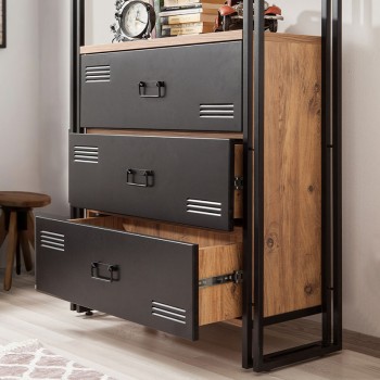Βιβλιοθήκη Art Maison Διονυσιάδες - Atlantic Pine Black (90x35x180εκ.)