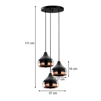 Φωτιστικό οροφής τρίφωτο Art Maison Ποταμός - Black Bronze (Φ37x111εκ.)